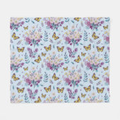 Blaue Wiesen-Schmetterling-Blumen-Wurfdecke Fleecedecke (Vorderseite (Horizontal))