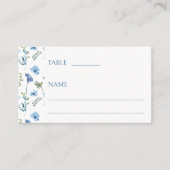 Blaue Wildblume blüht rustikale Hochzeit Platzkarte (Vorderseite)
