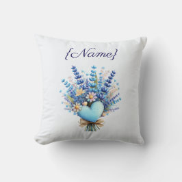 Blaue Wildblume – Blumenname nach Wunsch Geschenk Kissen