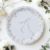 Blaue Wildblume Bow Babydusche Pappteller