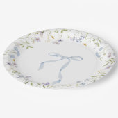 Blaue Wildblume Bow Babydusche Pappteller (Schrägansicht)