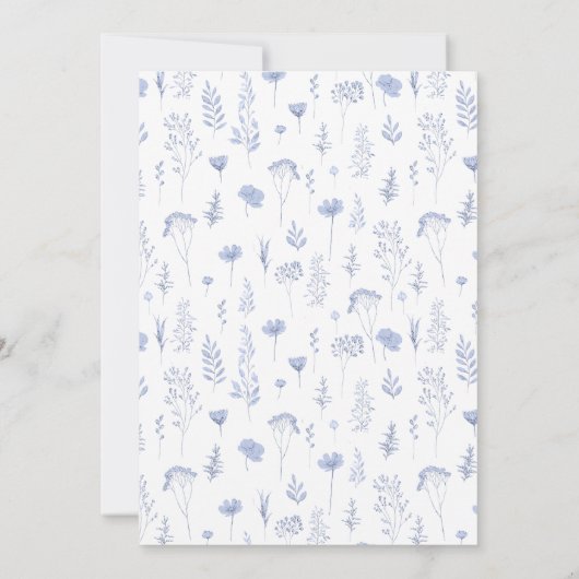 Blaue Wildblume Bräutigam Hochzeit Tischnummern (Rückseite)