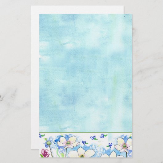 Blaue Wildblume Briefpapier (Vorne/Hinten)