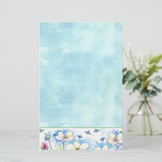 Blaue Wildblume Briefpapier (Stehend Vorderseite)