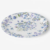 Blaue Wildblume Delikate Wasserfarben Blumenmuster Pappteller (Schrägansicht)