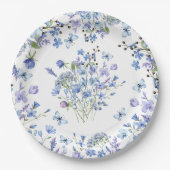 Blaue Wildblume Delikate Wasserfarben Blumenmuster Pappteller (Vorderseite)