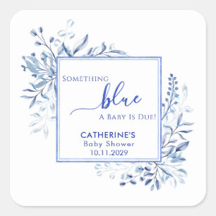Blaue Wildblume Etwas Blau Baby Shower Quadratischer Aufkleber