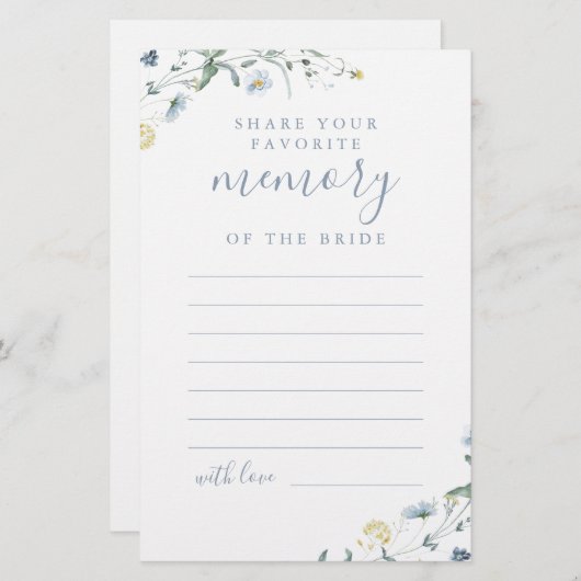 Blaue Wildblume gemeinsam mit einem Memory-Brautpa (Vorne/Hinten)