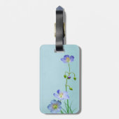 Blaue Wildblume Gepäckanhänger (Rückseite vertikal)