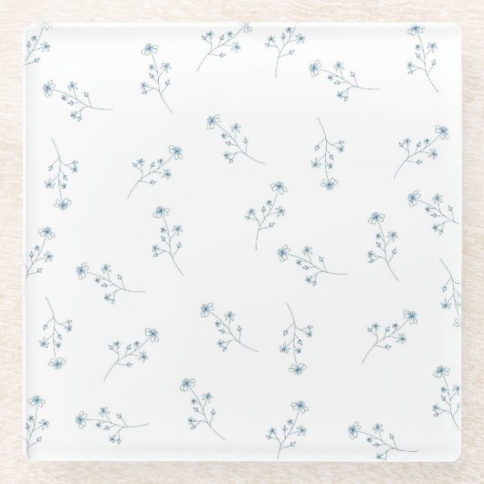 Blaue Wildblume Glasuntersetzer (Vorderseite)