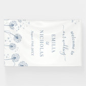 Blaue Wildblume Hochzeit Begrüßung Banner (Horizontal)