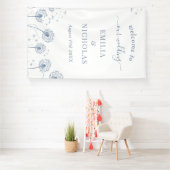 Blaue Wildblume Hochzeit Begrüßung Banner (Insitu)