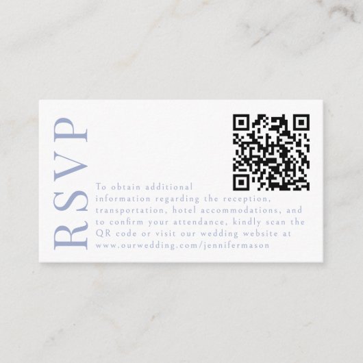 Blaue Wildblume Hochzeit RSVP QR-Code-Karten Begleitkarte (Vorderseite)