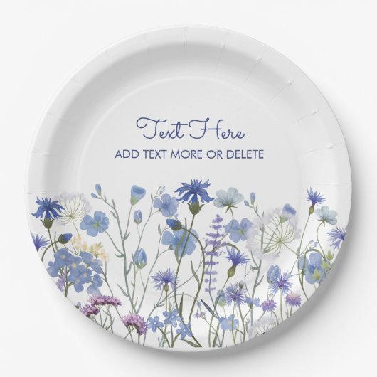 Blaue Wildblume Meadow Pappteller (Vorderseite)