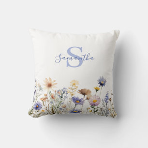 Blaue Wildblume Personalisiert Kissen