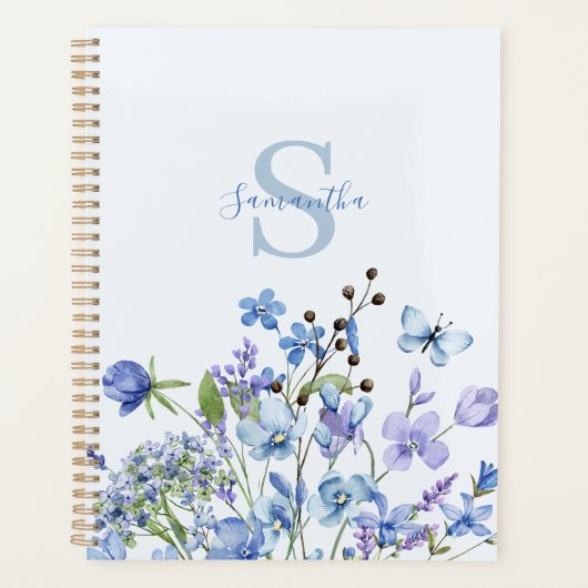 Blaue Wildblume Personalisiert Planer (Vorderseite)