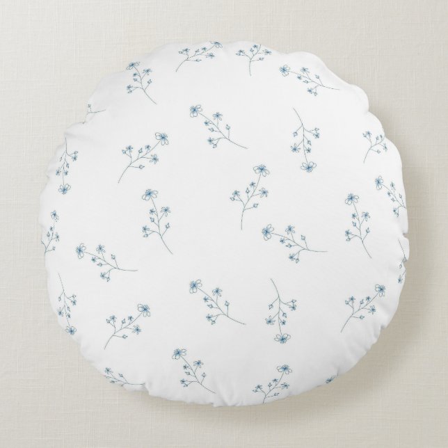 Blaue Wildblume Rundes Kissen (Vorderseite)
