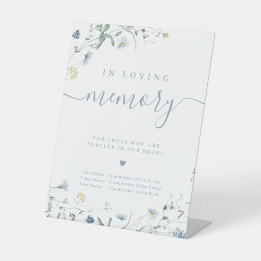 Blaue Wildblume rustikale Skripte in liebenswertem Sockelschild (Vorderseite)