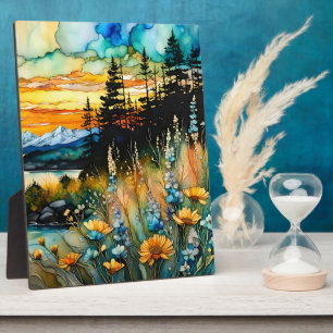 Blaue Wildblume Sonnenaufgang Fotoplatte