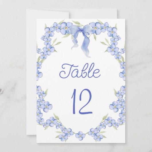 Blaue Wildblume Tischnummer (Rückseite)