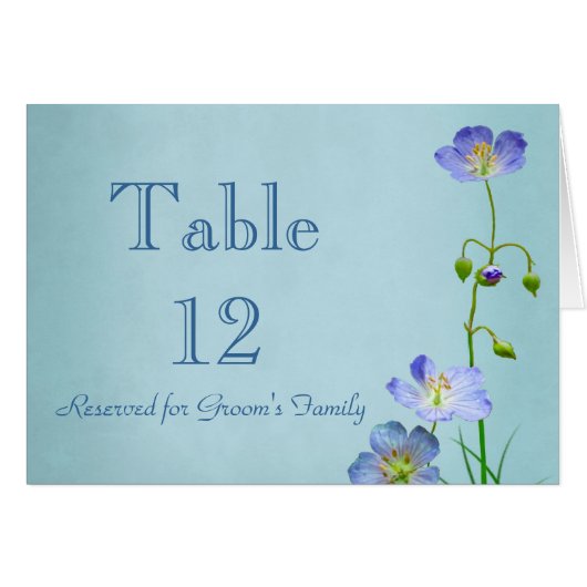 Blaue Wildblume Tischnummer (Vorderseite (Horizontal))