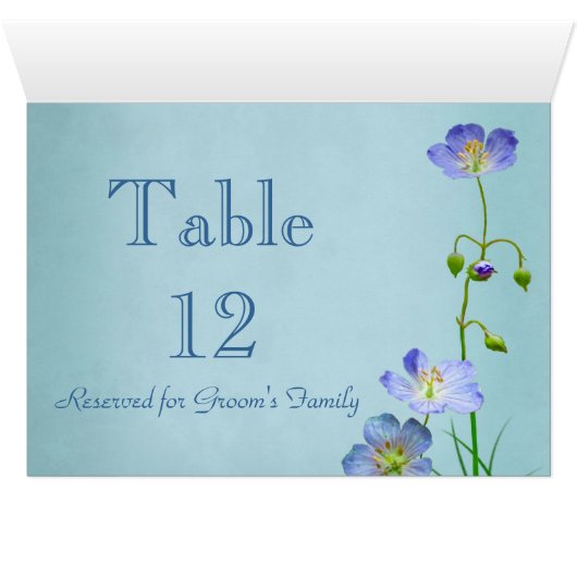 Blaue Wildblume Tischnummer (Innenansicht Horizontal (Unten))
