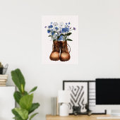 Blaue Wildblume Wanderstiefel Außenbereich Poster (Heimbüro)