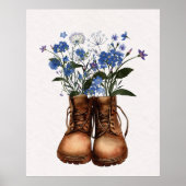 Blaue Wildblume Wanderstiefel Außenbereich Poster (Vorne)