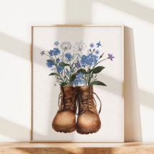 Blaue Wildblume Wanderstiefel Außenbereich