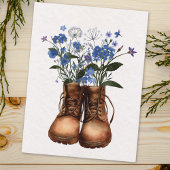 Blaue Wildblume Wanderstiefel Außenbereich Postkarte