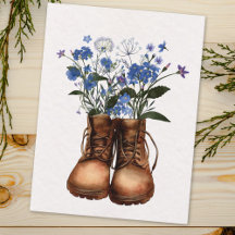 Blaue Wildblume Wanderstiefel Außenbereich