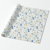 Blaue Wildblume Wasserfarbe Geschenkpapier (Ungerollt)