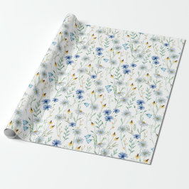 Blaue Wildblume Wasserfarbe Geschenkpapier