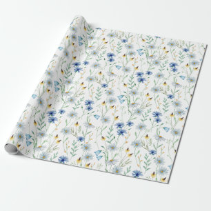 Blaue Wildblume Wasserfarbe Geschenkpapier