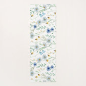 Blaue Wildblume Wasserfarbe Yogamatte (Rückseite)