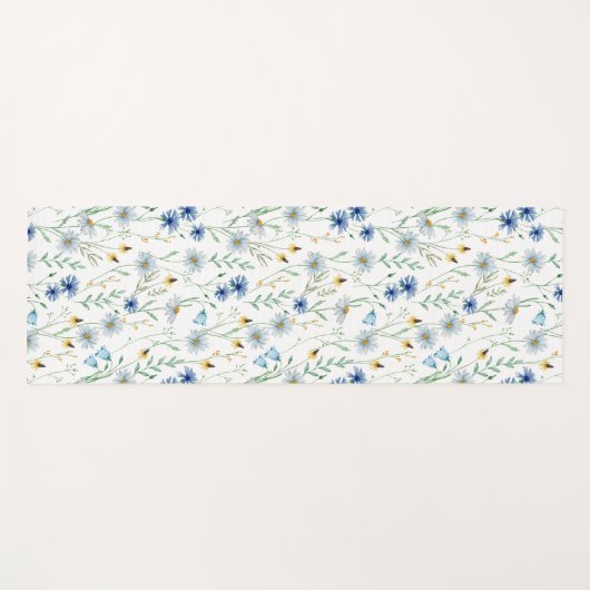 Blaue Wildblume Wasserfarbe Yogamatte (Vorderseite (Horizontal))