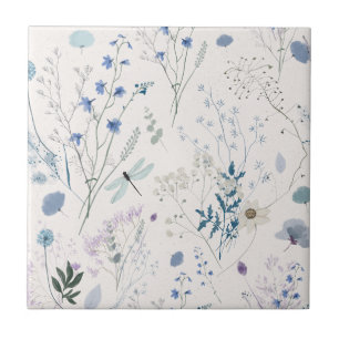 Blaue Wildblume Wiese Nahtlose Keramik Tile Fliese