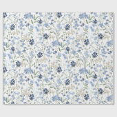 Blaue Wildblumen-Aquarell Geschenkpapier (Flach)