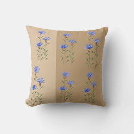 Blaue Wildblumen Aquarell-Kunst Kissen