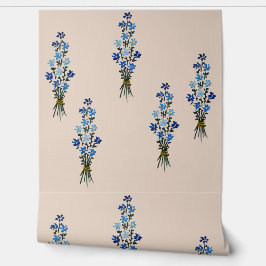 Blaue Wildblumen Aquarell Kunst Tapete