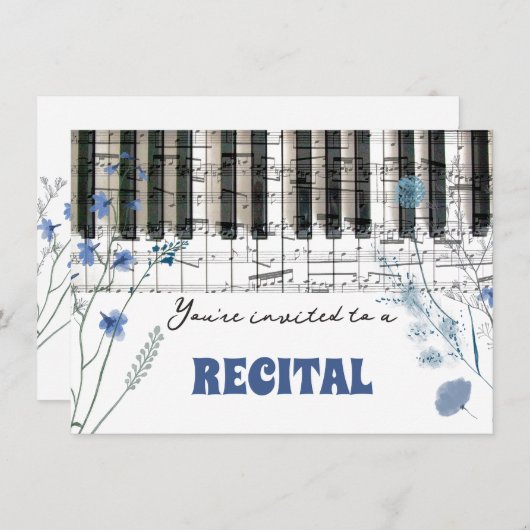 Blaue Wildblumen AquarellErwägung Einladung (Vorne/Hinten)