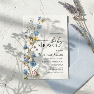 Blaue Wildblumen-Baby-Shower-Einladung Einladung