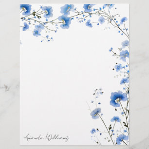 Blaue Wildblumen-Blumenbriefkopf Briefbogen