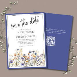 Blaue Wildblumen Blumenstrauß Moderne Kunst, Dicht Save The Date
