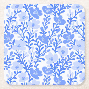 Blaue Wildblumen-Blüten Florale Babyparty Custom Rechteckiger Pappuntersetzer