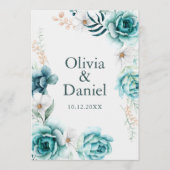 Blaue Wildblumen-Botanik-Hochzeitsprogramm Programm (Vorderseite)