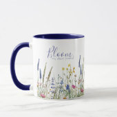 Blaue Wildblumen-Botanik-Wasserfarbe Tasse (Links)