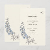 Blaue Wildblumen-Botanische Hochzeit - Save The Da Date (Vorne/Hinten)