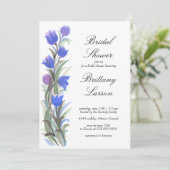 Blaue Wildblumen Brautparty Einladung (Stehend Vorderseite)