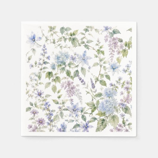 Blaue Wildblumen-Cocktailserviette Serviette (Vorderseite)